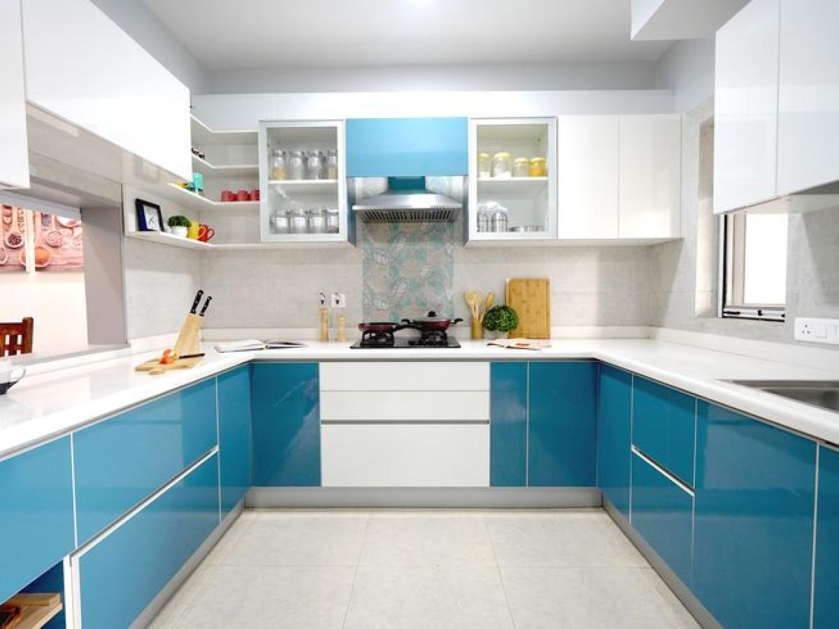 Imperial Blue U Shaped Modular Kitchen