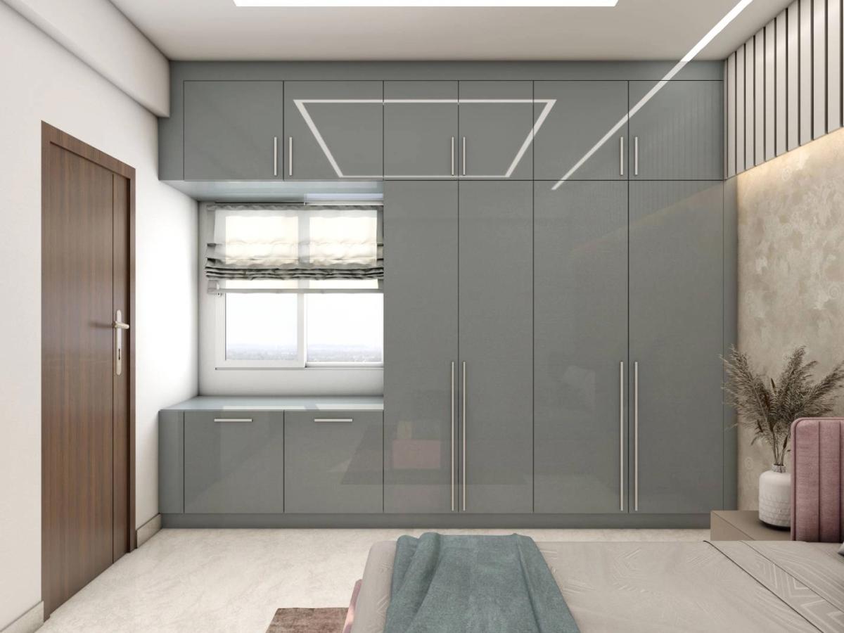 Modern Grey 6 Door Wardrobe Design