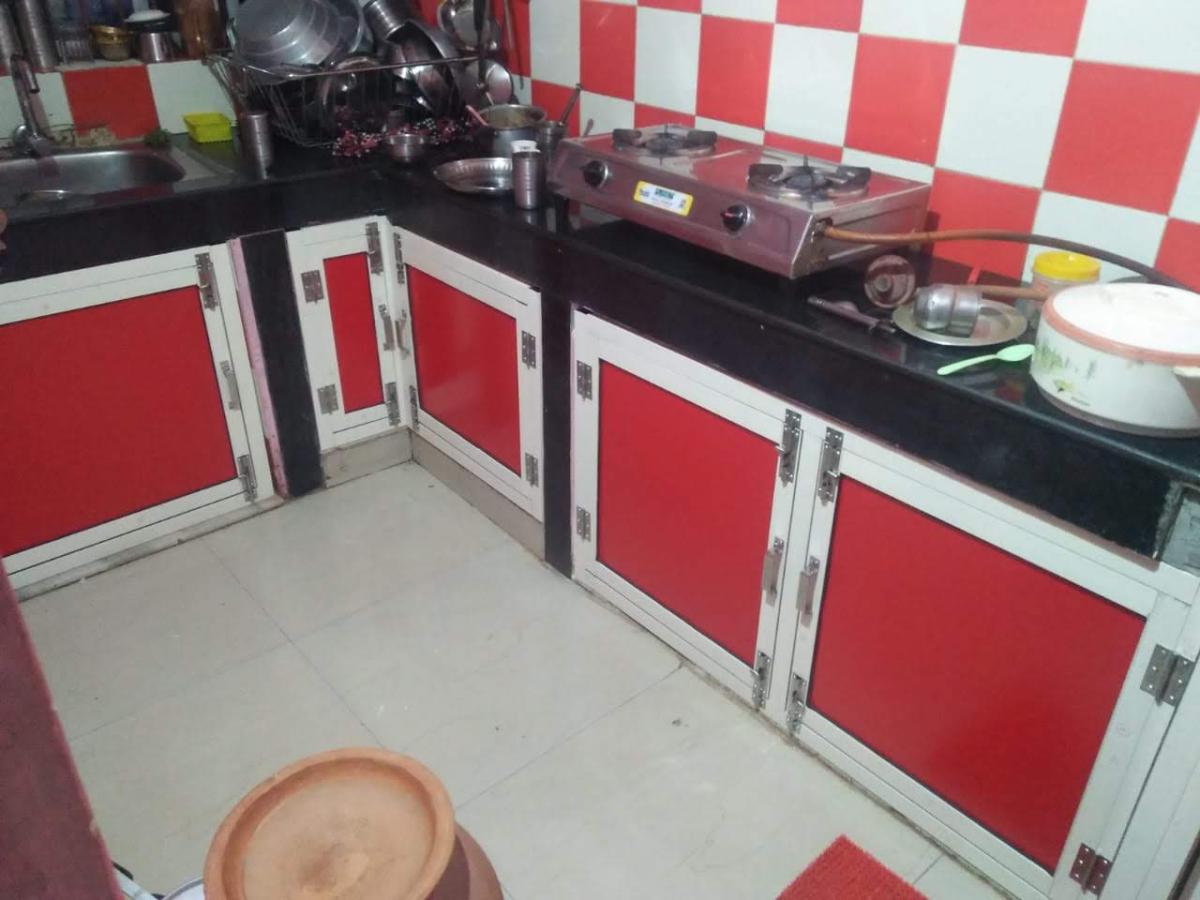 Classic Red L Shaped Modular Kitchen