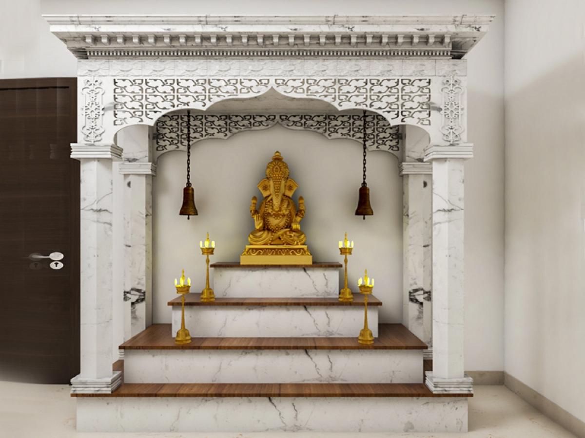 Indian Traditional Mandir Design With Wooden Finish