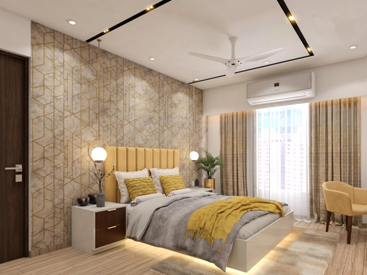 Contemporary Grey And Brown Bedroom Wallpaper