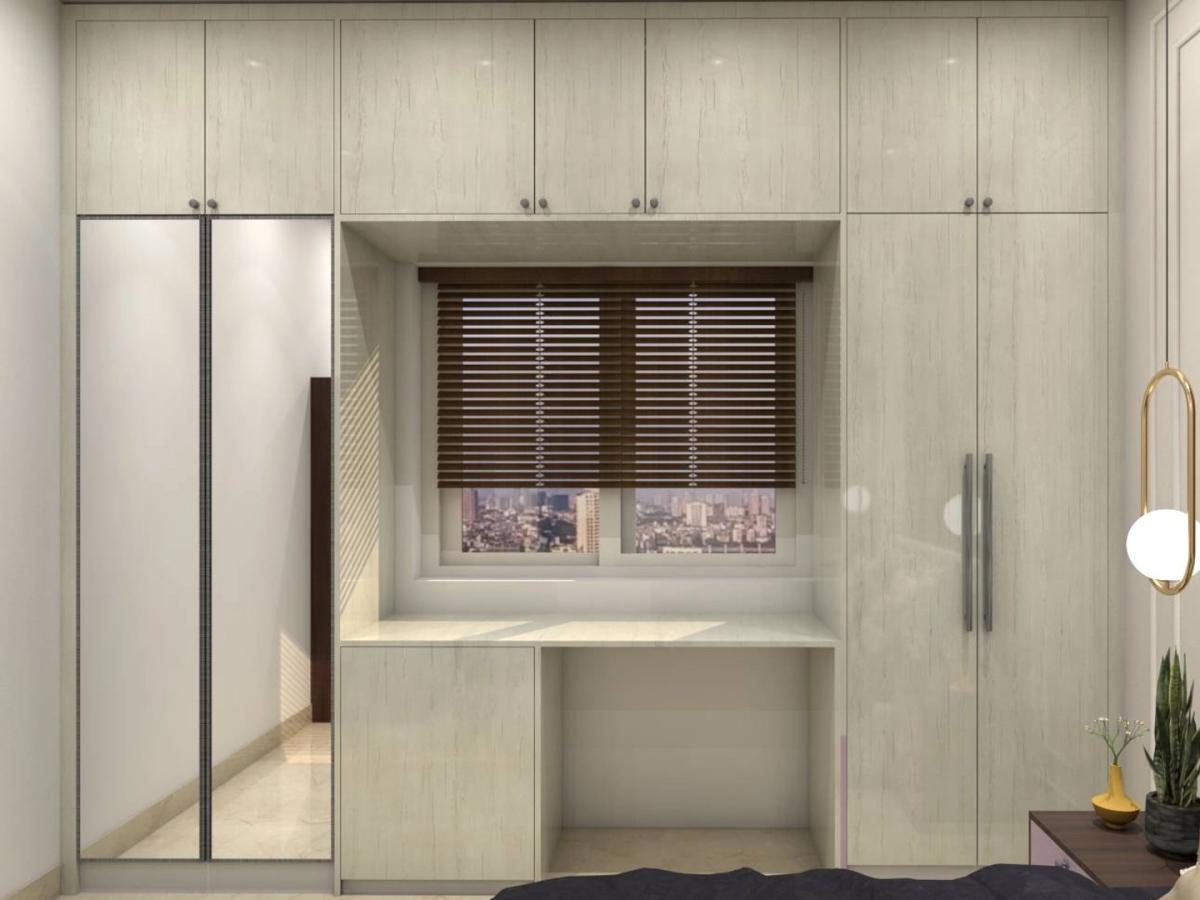 Modern 4 Door Swing Wooden Wardrobe Design