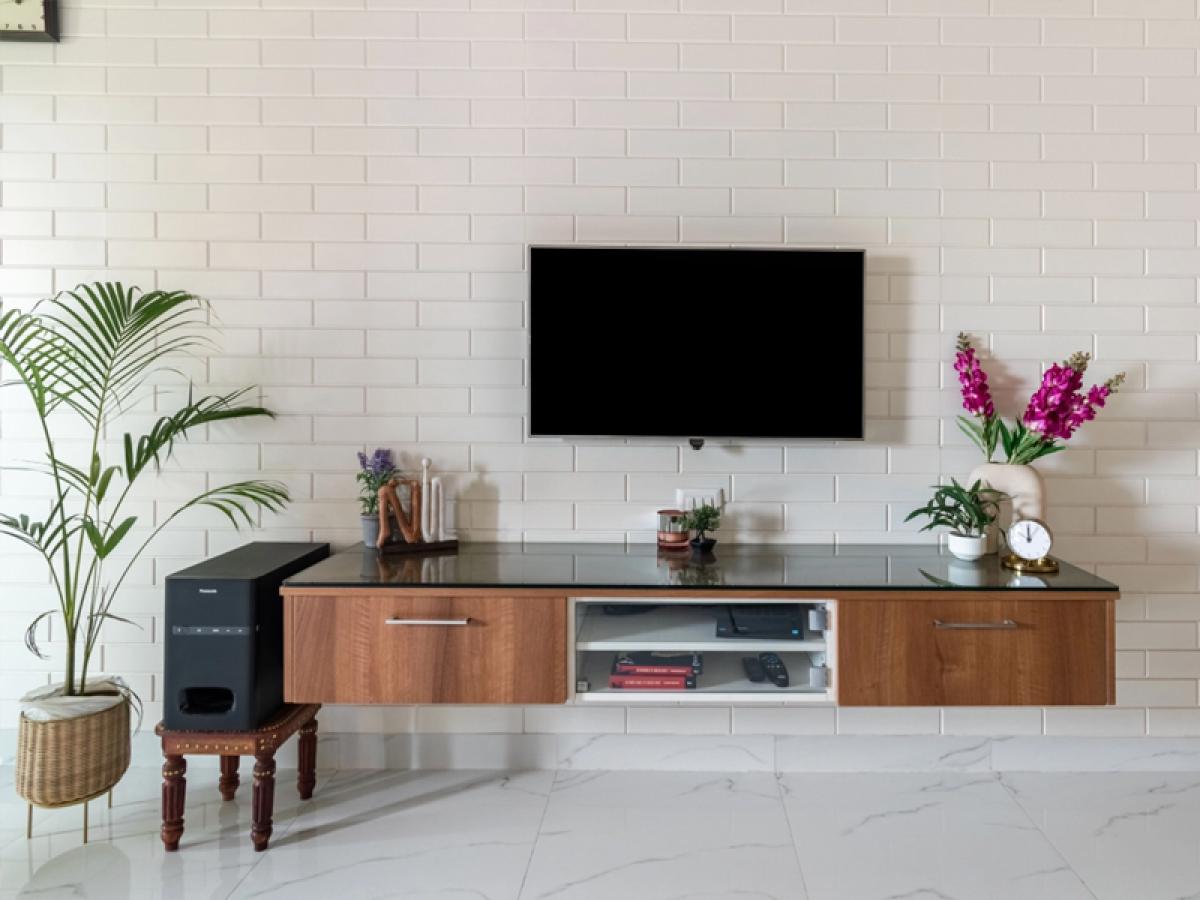 Contemporary TV Unit Design With White Bricks